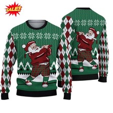Golf Santa Christmas Ugly Sweater All Size