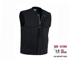Men  s SOA Black Denim Motorcycle Vests Bikers Club Vest X-Large Collarless