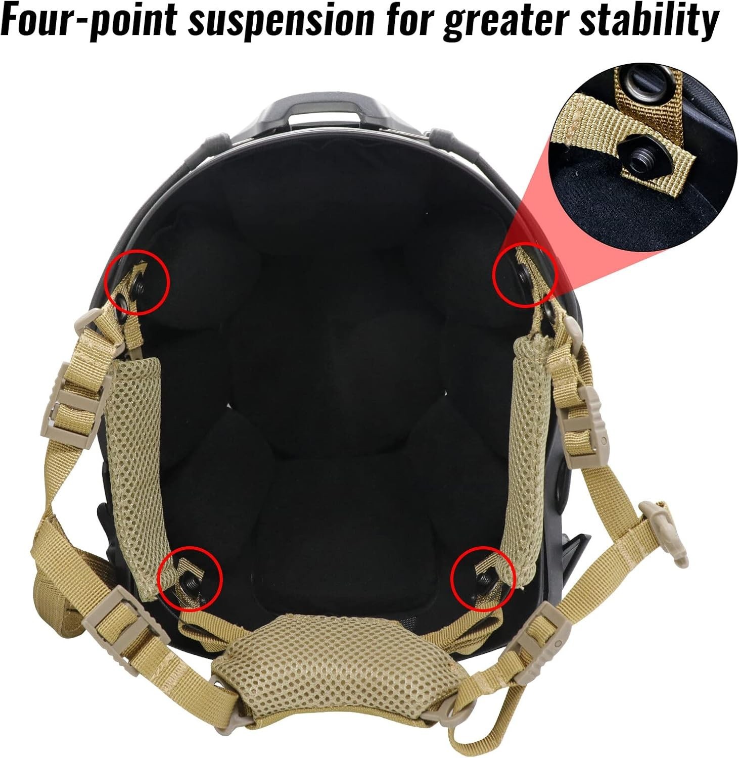 Tactical Helmet Chin Strap Adjustable Dial 4 Points Suspension System with Bo...