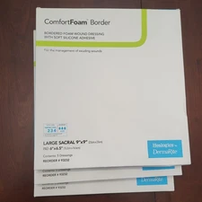 15 DermaRite ComfortFoam Border Wound Dressings Large Sacral 9”x9”