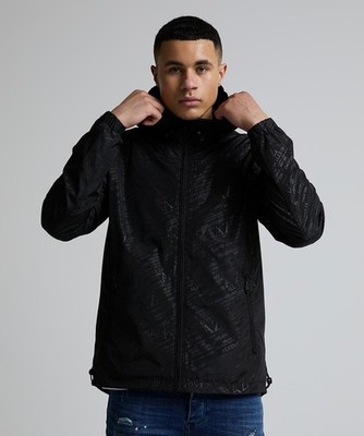 Alessandro Zavetti Windbreaker Jacke Langarm Full Zip Kapuze Alzetta schwarz