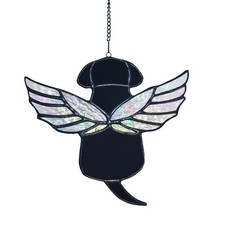 Stained Glass Rainbow Wing Angel Dog Memorial Gift for Loss of Dog Bereavemen...