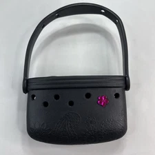 Jibbitz Crocs Mini Tote Bag Black Purse Display 18 Charms Kids Game Carrier