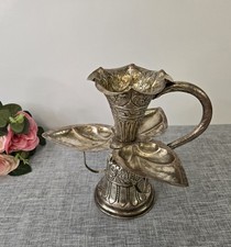 Vintage Silver Plated Copper Diya Lamp Tika D...