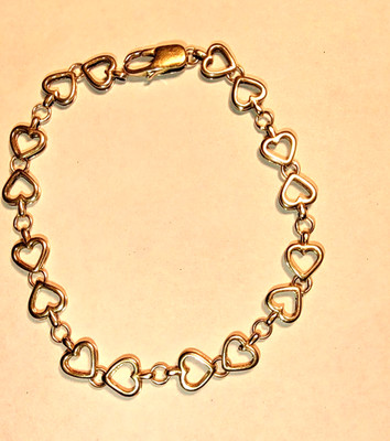 14K Gelbgold massiv Gold Herz Armband 7,5 Zoll