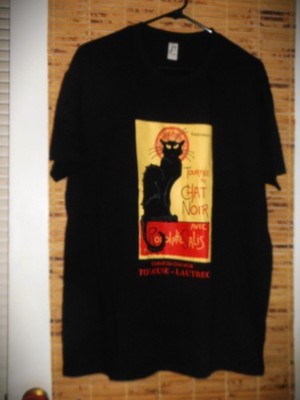 Le Chat Noir The Black Cat Art Nouveau T-Shirt *Tag Size: XL