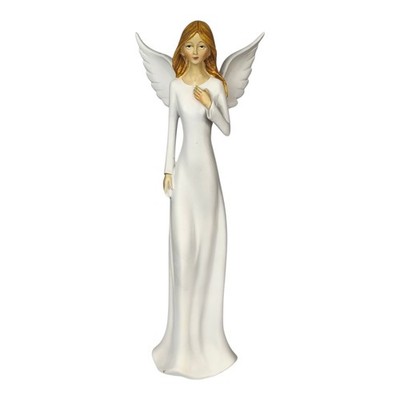 XL Engel 31cm groß Advent Weihnachten Schutzengel modern schlank weiß Hand Herz