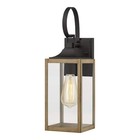 16.6" Modern Farmhouse Outdoor Wall Light Gray Wood Black Lantern Sconce Porch