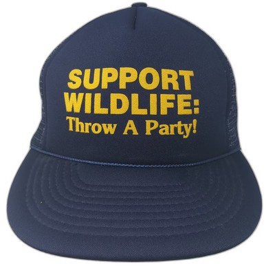 AAM Trucker Hat Blue Yellow Support Wildlife Throw A Party OSFM Snapback