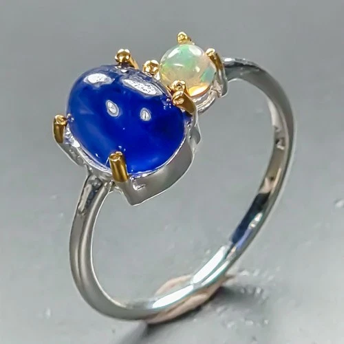 Handmade Blue Sapphire Ring 925 Sterling Silver Size 6 /R464990