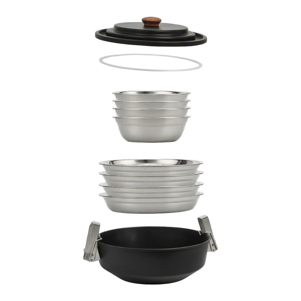 Camping Cookware Set For Outdoor Meals Nesting Storage System For Gas ...