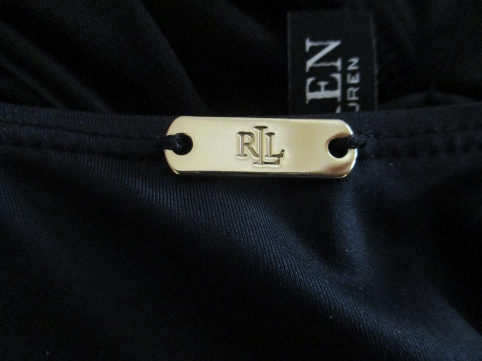 Traje de baño Lauren Ralph Lauren con volantes sobrepelliz 1 pieza negro control abdominal 14/16 Foto 3 de 4