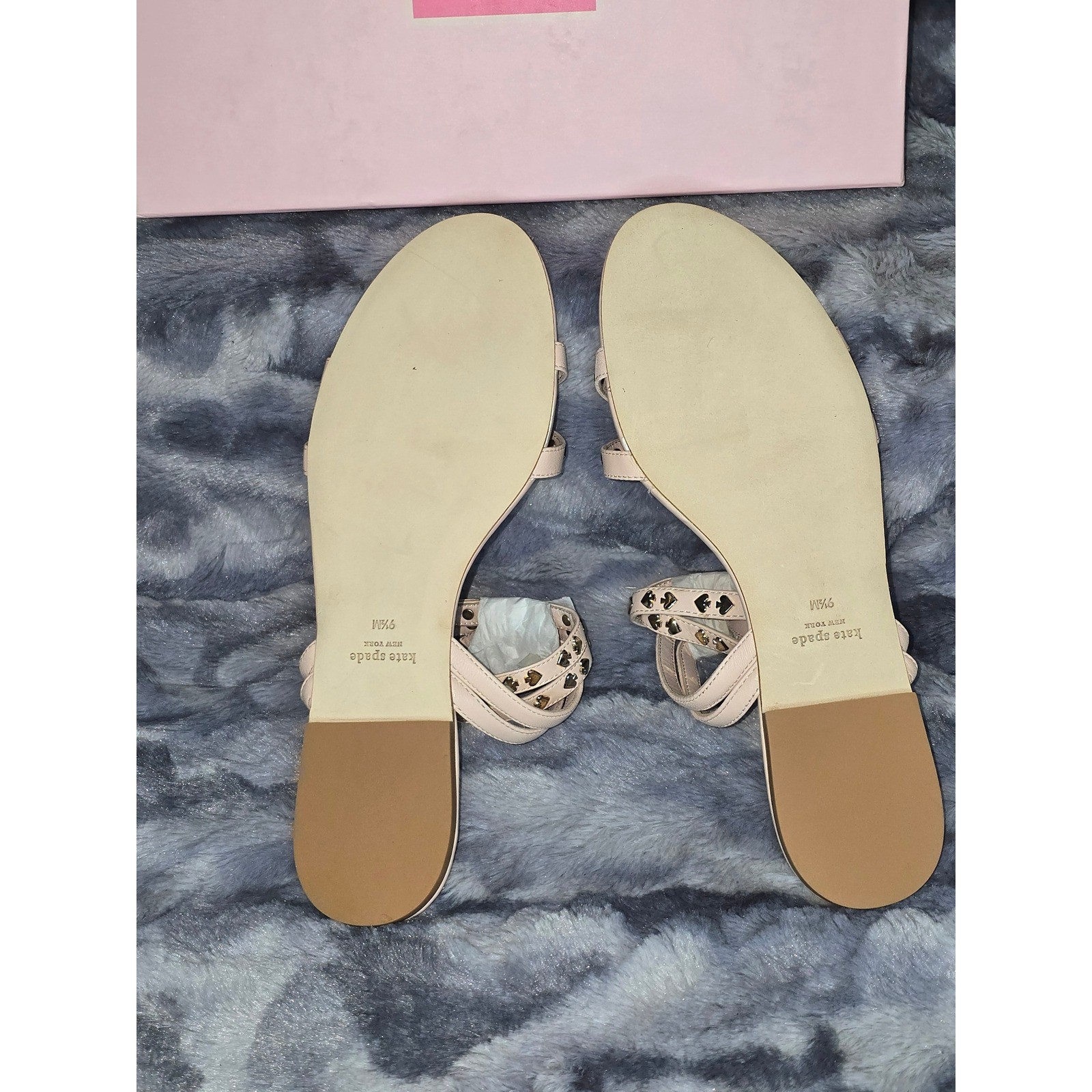 NWB Kate Spade Liz Pale Vellum Metallic Nappa Studded pinkish Sandals 9.5 thumbnail 6