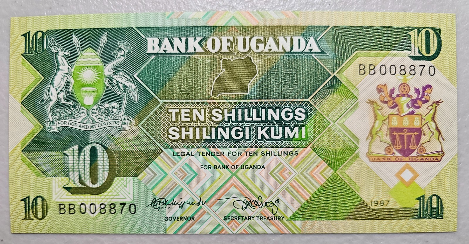 Uganda 10 Shillings 1987 Unc
