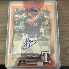 Jesus Lopez 2025 Bowman 1st Chrome orange wave Auto /25 Rangers Autograph