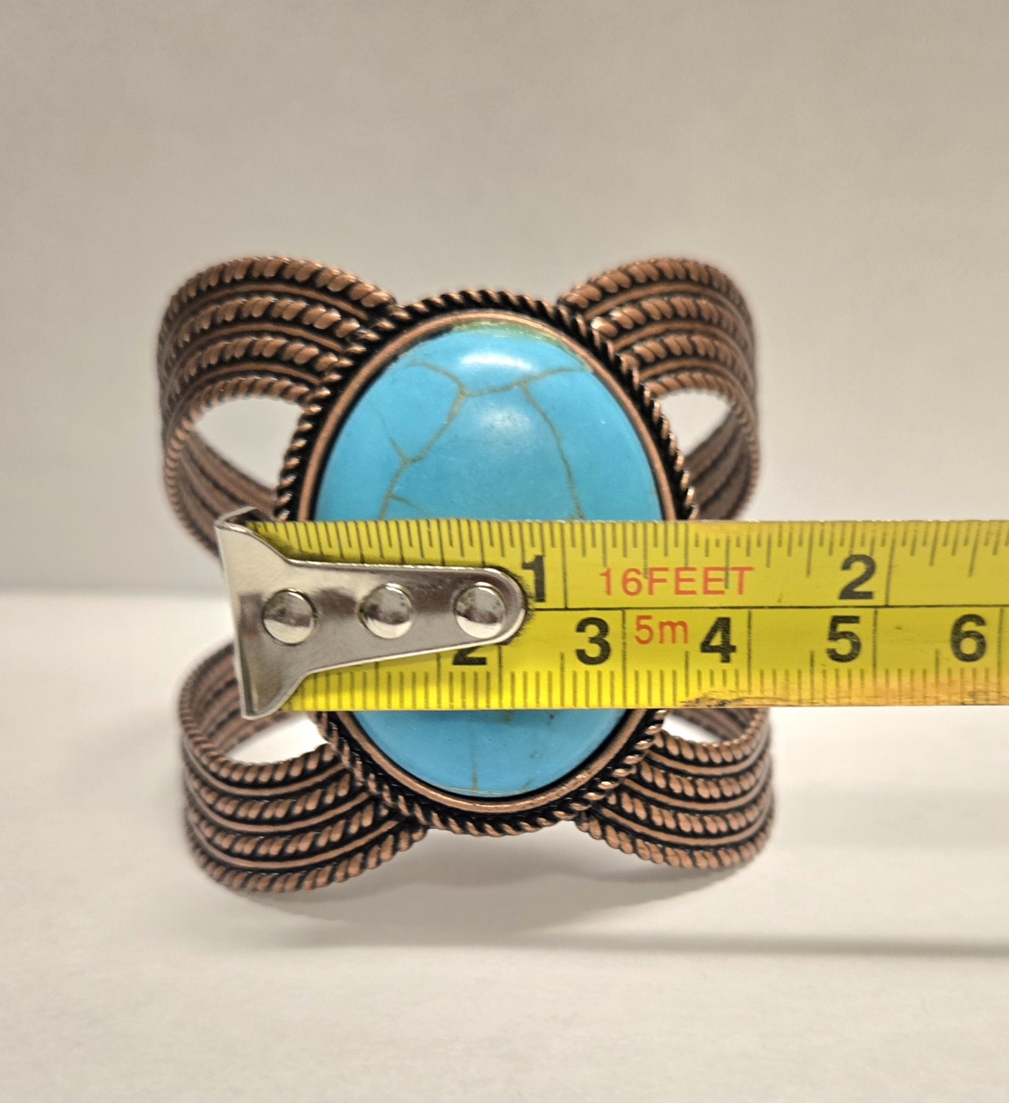 Large Statement Coppertone With Cabochon Faux Tur… - image 9