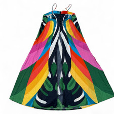 FARM Rio Macaw Stripes Maxi Dress S Multicolor Cotton Beach Cover-Up