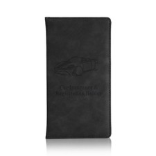 Car Registration and Insurance Card Holder Auto Glove Box Folder-Premium Black
