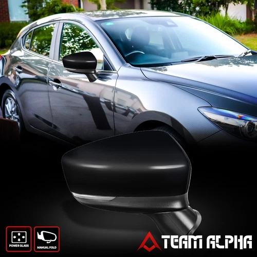 Fits 2017-2018 Mazda 3 [Right Passenger Side] OE Style Powered+BSD+Signal Mirror