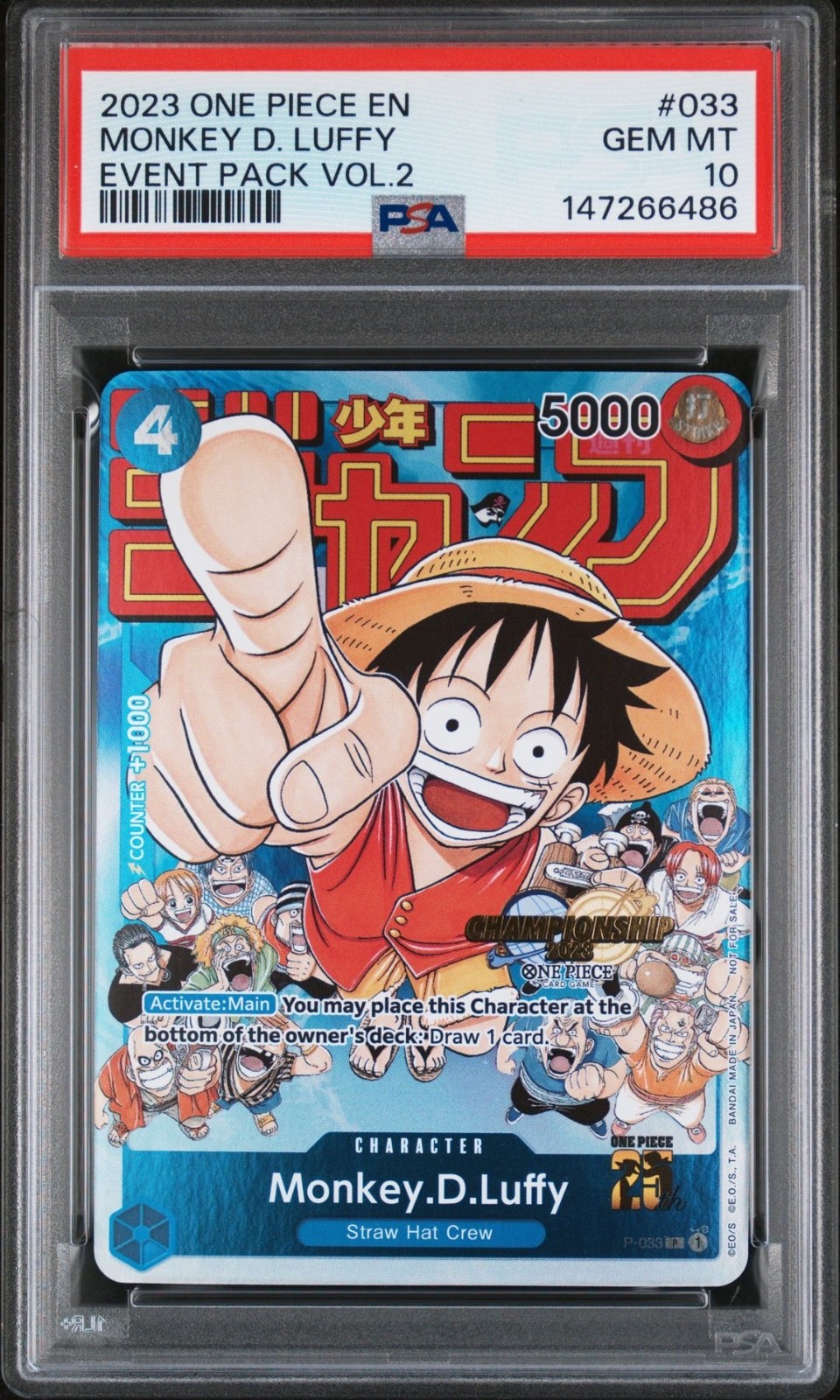 2023 One Piece En Monkey D Luffy Event Pack Vol 2 #033 PSA 10 Gem Mint