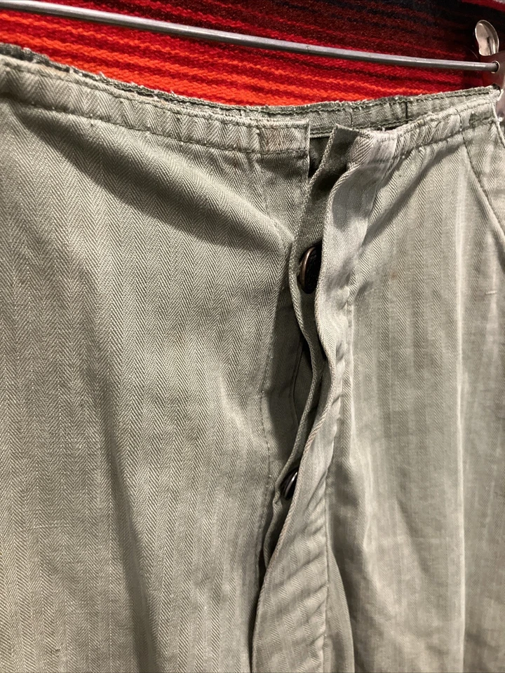 Vintage 40s 50s Military US Army HBT Coverall Carpenter Pants 32/33x28 SEE PHOTO - Image 3 of 4