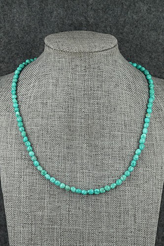 Turquoise & Sterling Silver Necklace 16" - Helen Tsosie