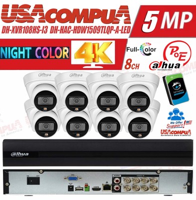 DAHUA 8CH 4K Security CCTV Camera System Kit 5MP Full Color Weatherproof Lot
