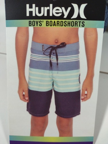 Hurley Boys' Board Shorts Blue Green Yellow Drawstring striped Swim Trunks SZ 10 - Picture 5 of 5