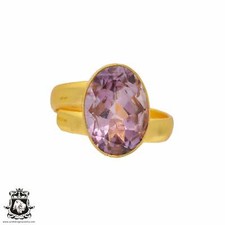 Size 8.5 - Size 10 Adjustable Lavender Amethyst 24K Gold Plated Ring GPR360