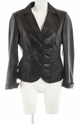 MADELEINE Leren blazer zwart casual uitstraling Dames Maat