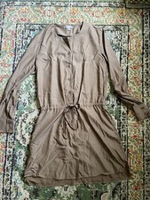 xsmall uniqlo button up wrap dress collar less beige 