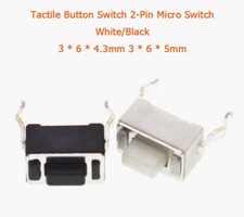 Tactile Button Switch 2-Pin Micro Switch White/Black 3  6  4.3mm 3  6  5mm