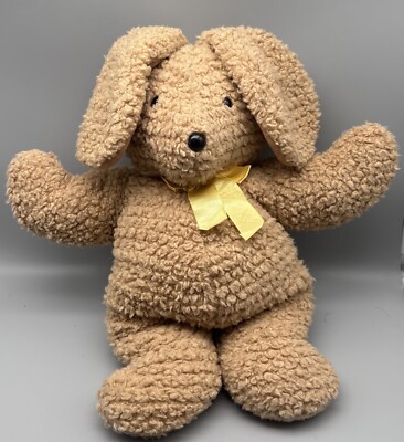 North American Bear Company 1988 Bit O' Bunny Plush Tan Rabbit Curly Yellow Bow