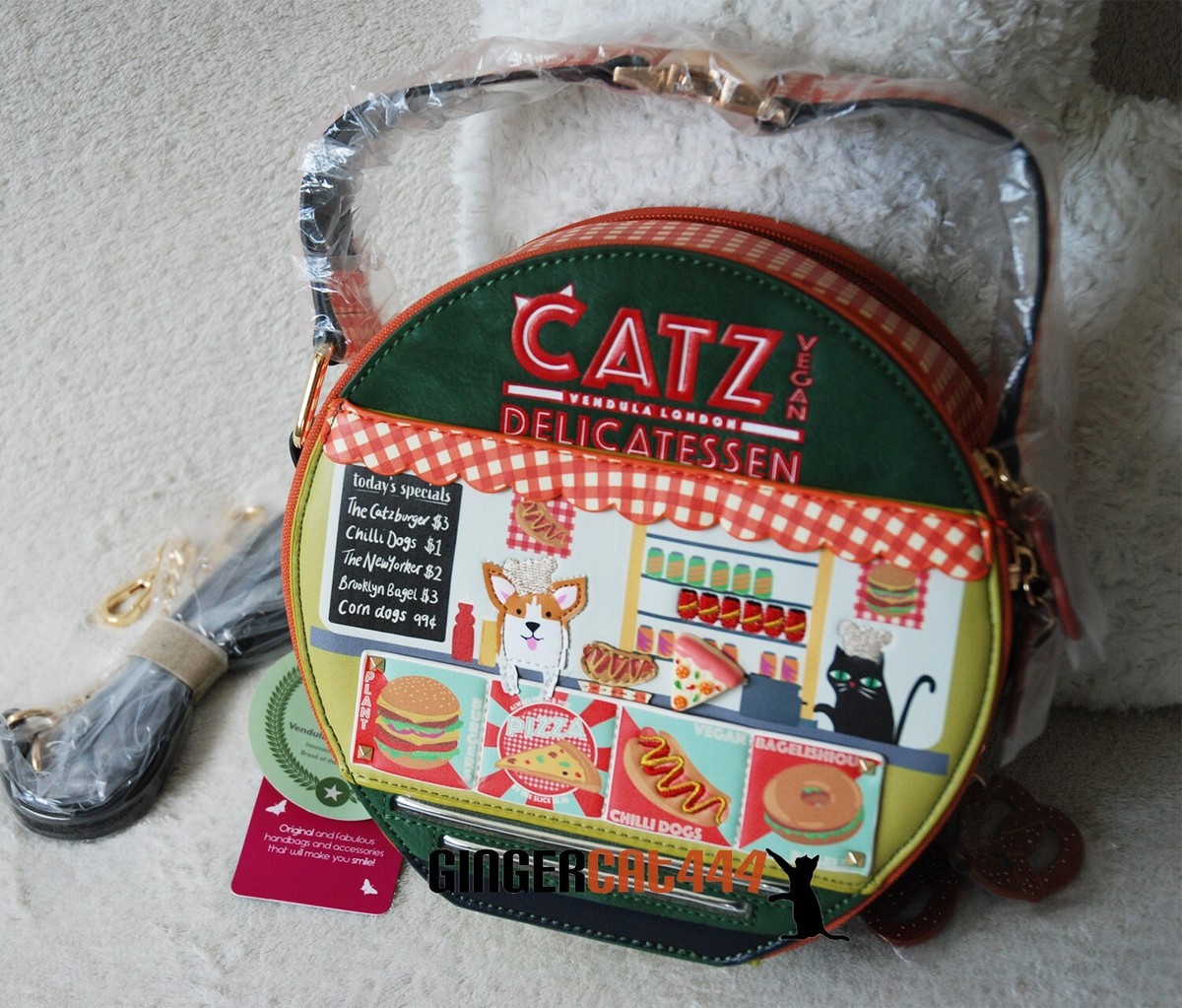 Vendula London New York Ciy Cats Corgis Delicatessen Hetty Round  Crossbody Bag