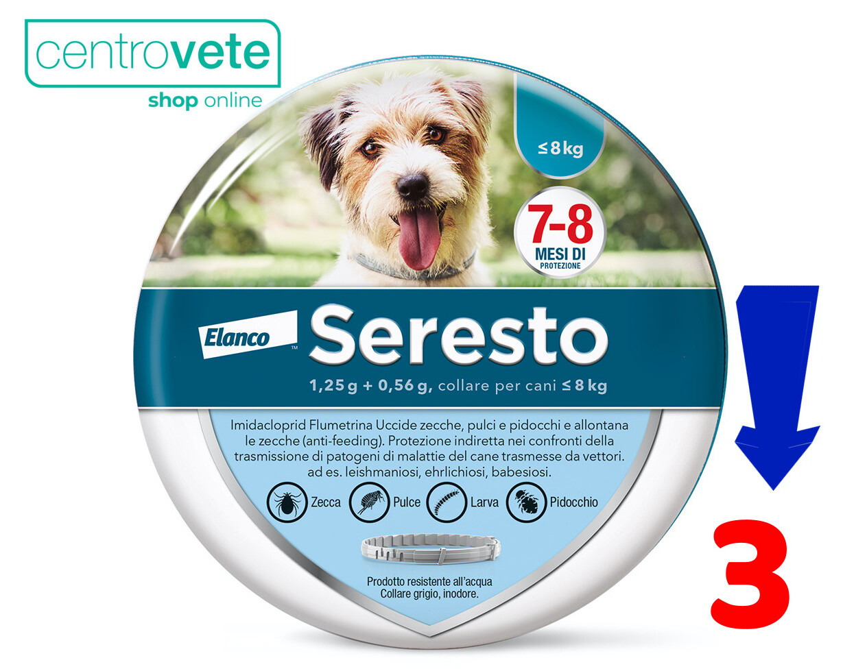 Bayer SERESTO CANE Fino a 8 kg ⇢ Collare Antiparassitario per CANI Piccoli: 3 Confezioni/S/Fino a 8 kg img 2
