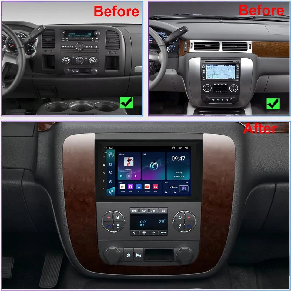 8" Android Car Radio CarPlay GPS Stereo For 2007-2014 Chevy Silverado 1500 2500 - Image 2 of 4