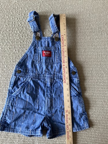 VTG Oskosh Baseball Ball Bat Stripe Denim Overall Shorts Size 6 Label USA Rare - Picture 8 of 10