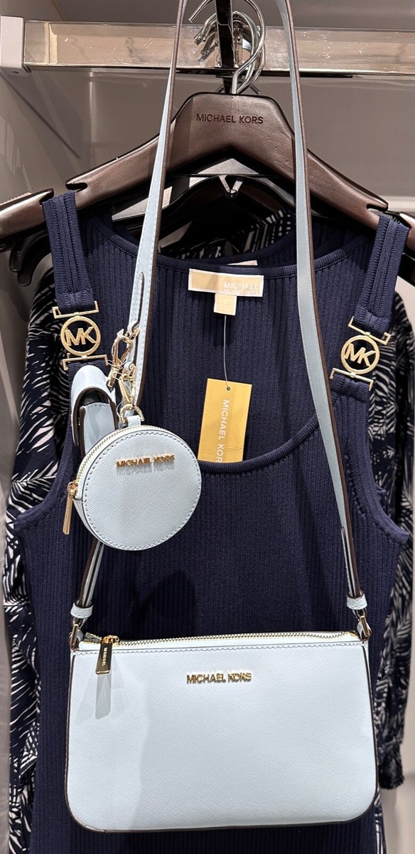MICHAEL KORS Jet Set Blue Leather X-body Coin Pouch Tech