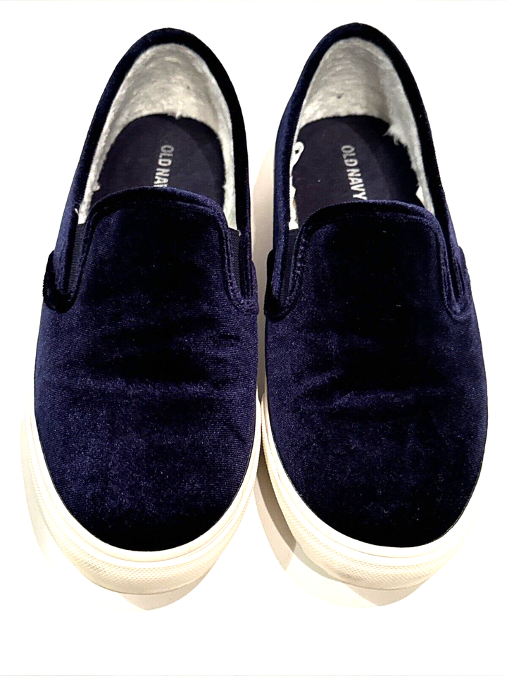 Womens Old Navy Soft Dark Blue Velvet Slip Ons Flats Sneakers Shoes