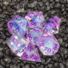 Sage's Crystals - Iris Sharp Edge Resin Polyhedral Dice Set DnD RPG