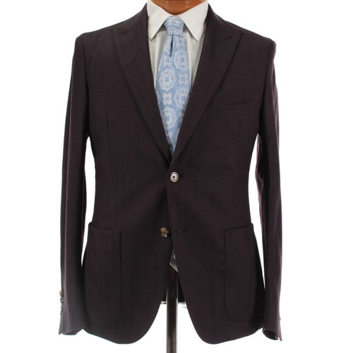 Eleventy NWOT Wool Blend Soft Jacket Size 50 (40R US) In Purple Herringbone