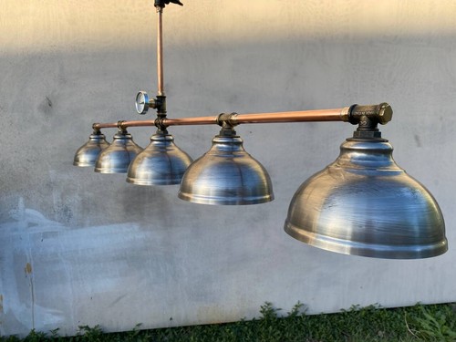 Long copper billiard chandelier industrial pendant light for kitchen rustic ligh - Picture 3 of 9