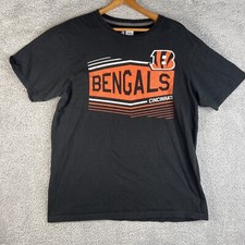 NFL Team Apparel Cincinnati Bengals Men's Black T-Shirt Size L Ring Spun Soft