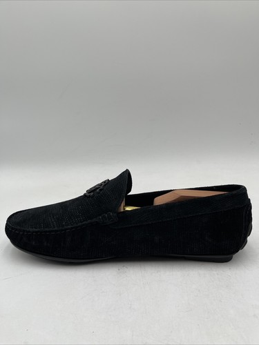 Roberto Cavalli Black Textured Leather Moc Toe Moccasin Loafers Men’s Size 43 - Picture 4 of 7