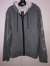 New MICHAEL KORS Women's Gray Zip Hoodie Logo Detail , Size Large 128
