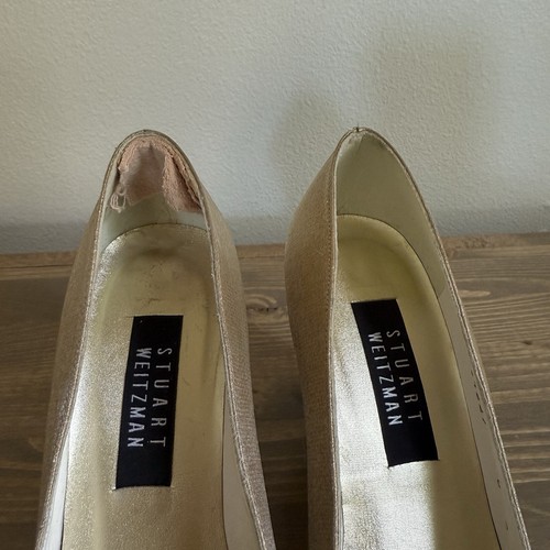 Stuart Weitzman Damen 8 Gold Vintage 1990’s Square Toe Pumps - Bild 5 von 11