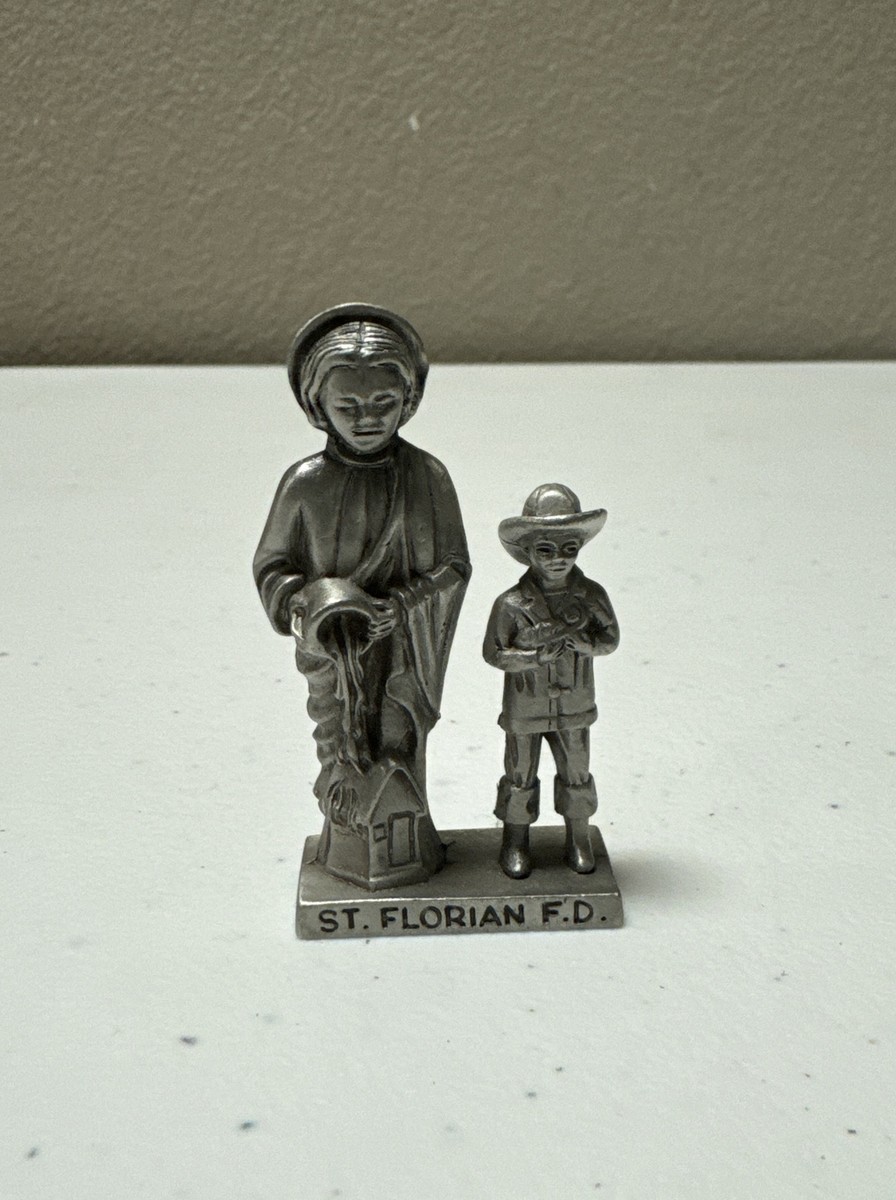 St Florian 2 3/8” in Pewter Figure Statue Firefighter Fire Station