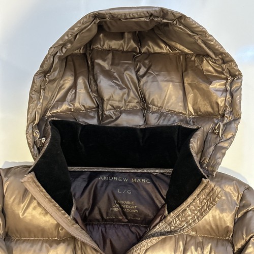 Andrew Marc Women's Beige Packable Lightweight Premium Down Puffer Jacket Large - Picture 6 of 10