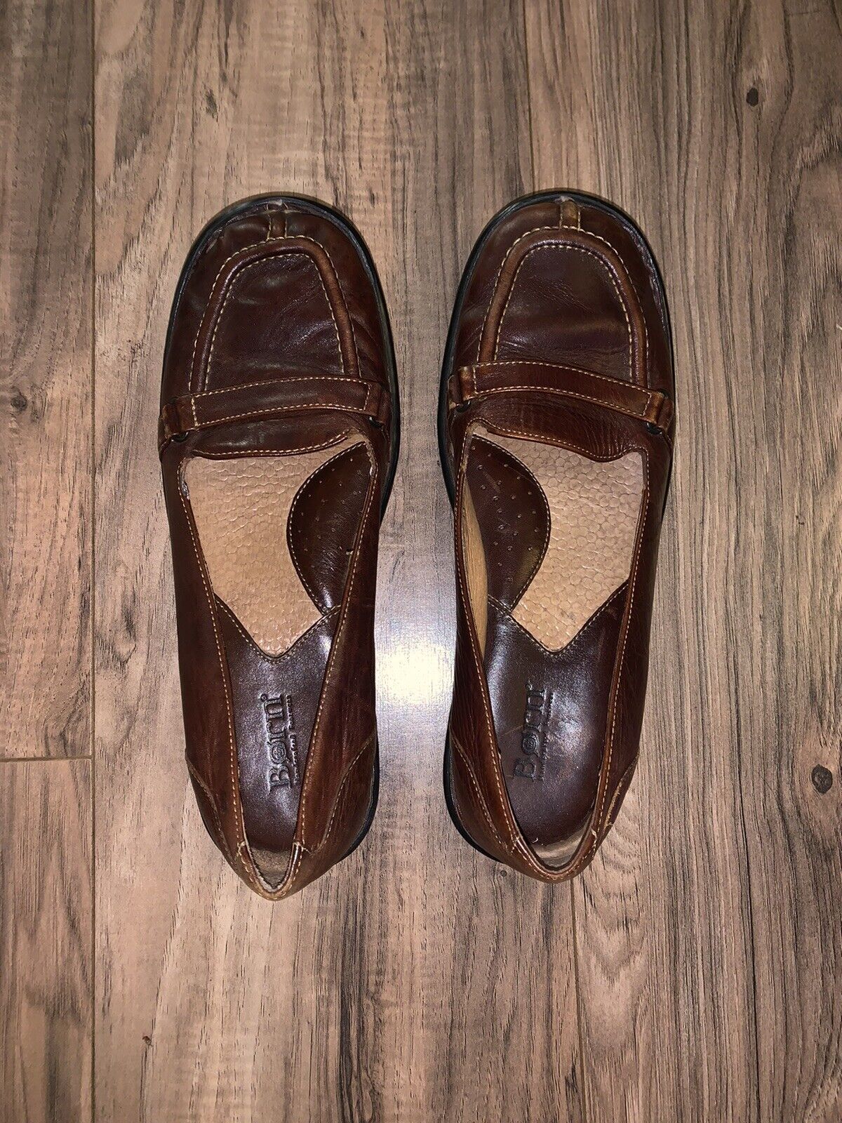 Born Leather Moc Toe Loafers Size 8 Flats Brown G… - image 4