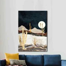 Abstract Desert Contemporary Moon Star Paint Wall Art Canvas Unframed Print Art